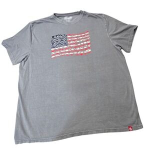 Coleman T-Shirt Mens XL Gray Cotton Fishing American Flag Graphic Tee Classic
